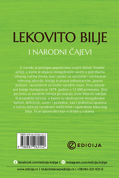 Lekovito bilje i narodni čajevi - autor Vasa Pelagić zadnja korica